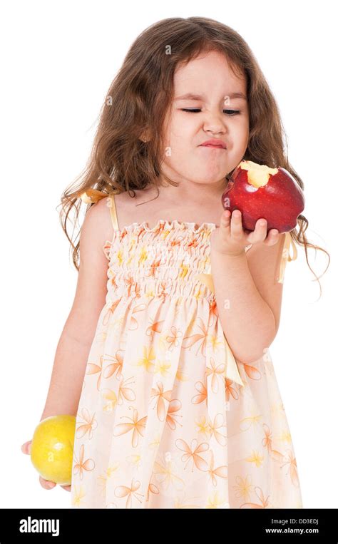 Little Girl With Apple Stock Photo Alamy