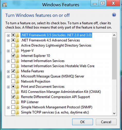 Turn Windows Features On Or Off In Windows 8