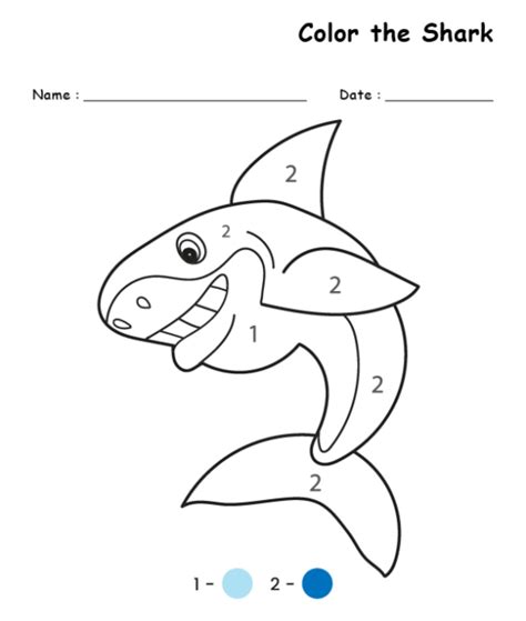 Color By Number Shark Printable Page