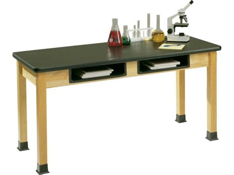 Science Lab Table W Epoxy Resin Top Book Boxes 48x24x30h Lab Tables