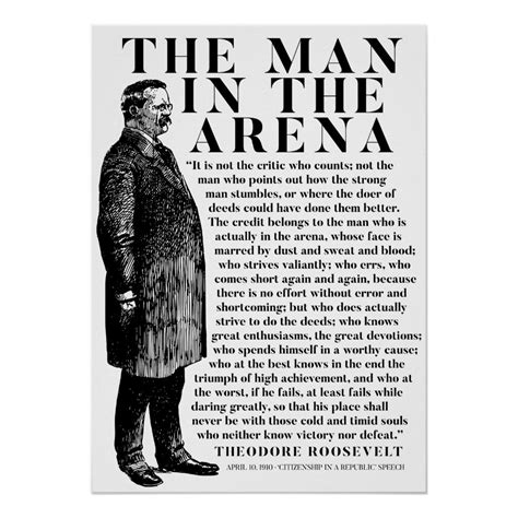 Theodore Roosevelt Man In The Arena Speech Poster Zazzle Affirmation Posters Motivational