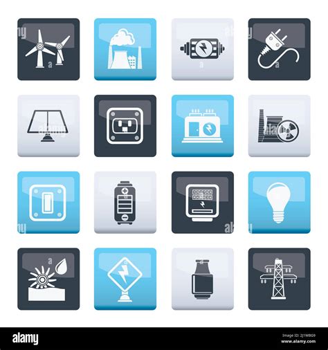Electricity Power And Energy Icons Over Color Background Vector Icon