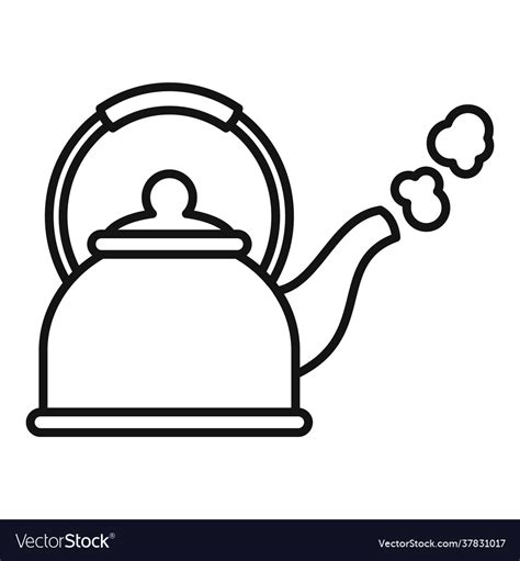 Boiling Kettle Icon Outline Style Royalty Free Vector Image