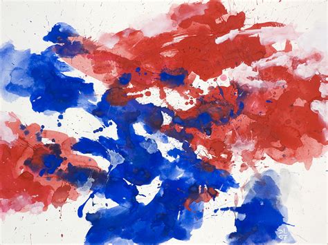 Red And Blue Abstract Watercolor Painting On Paper Nr G 622 Daan