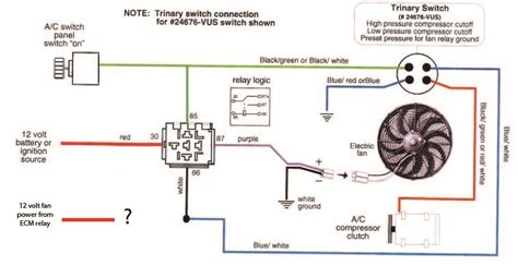 Diagram of ac trinary switch wiring. Wiring 2 sources (engine and AC) to one cooling fan