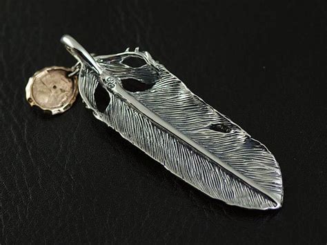 Japan Gothic Jewelry Goro Style 925 Sterling Silver Feather Pendant