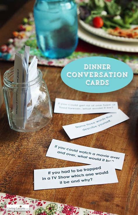 A truly great dinner party is a combination of good food and great conversation. Printable Dinner Conversation Starter Cards | Birthday ...