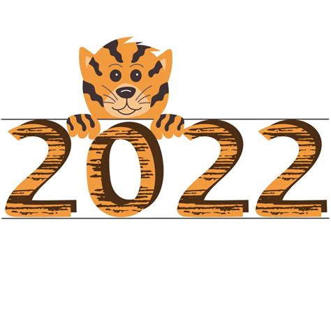 2022 Nummers En Tijgerkop Symbool Van Het Nieuwe Jaar Op De Chinese