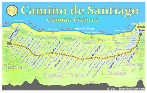 Camino De Santiago Map Camino Frances Distances