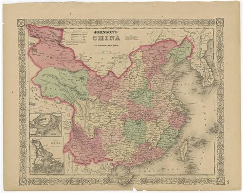 Antique Map Of China By Aj Johnson C1860 De Aj Johnson 1860