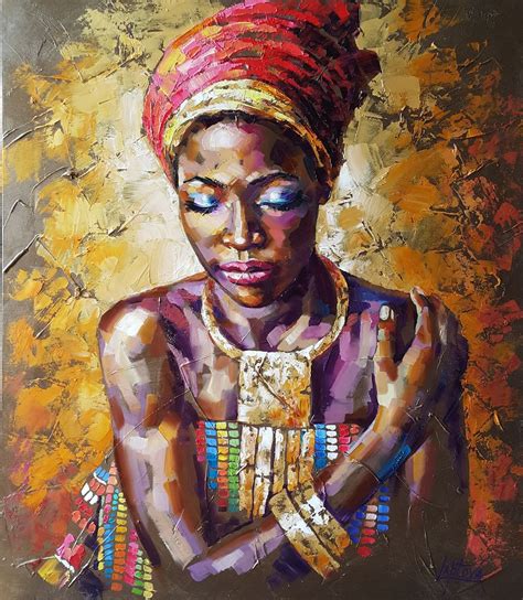 Portrait African Queen Original Oil Painting On Canvas Oil Painting