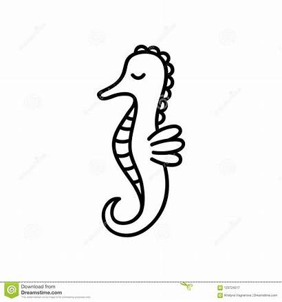 Outline Seahorse Vector Horse Sea Outlined Illustration