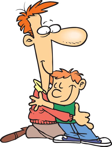 Hugs Mom Hugging Son Clipart Image Cartoon Dad And Son Png Download