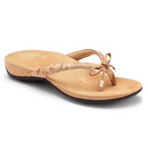 Vionic Women's Bella II Toe-Post Sandal Gold Cork | Laurie's Shoes