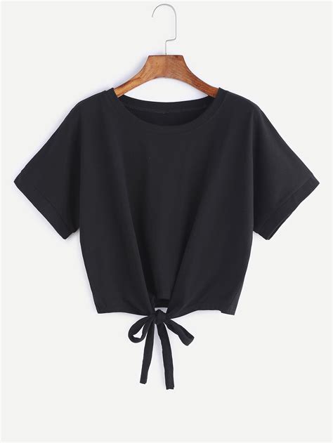 tie front crop tee stretch crop tops fashion clothes