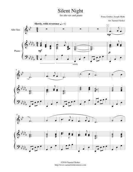 Silent Night For Alto Sax And Piano By Franz Gruber Joseph Mohr