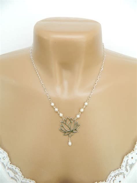Lotus Flower Necklace Sterling Silver Pearl Jewelry Necklace For Women