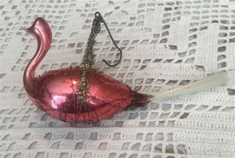 Vintage Wire Wrapped Mercury Glass Christmas Ornament Pink Swan Rare Germany Antique Price