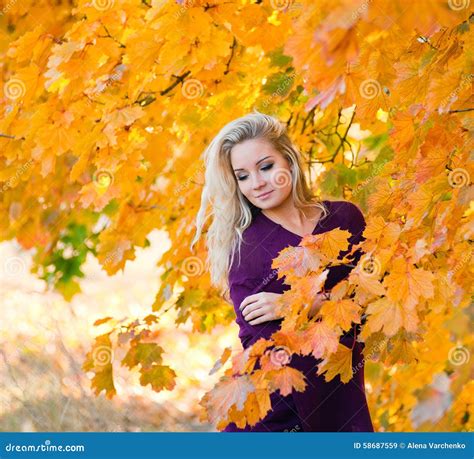 Young Blond Girl In Autumn Color Stock Image Image Of Lifestyle