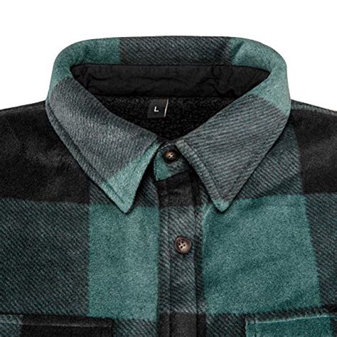 Zenthace Mens Warm Sherpa Lined Fleece Plaid Flannel Shirt Jacketall
