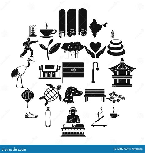 Martial Arts Icons Set Simple Style Stock Vector Illustration Of