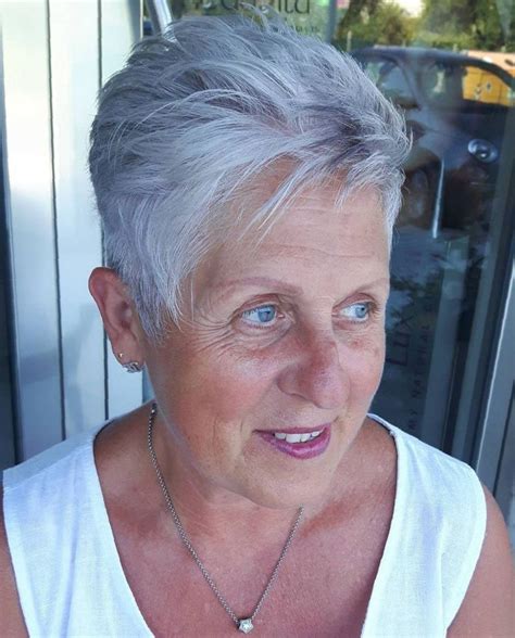 Feathered Pixie Haircut For Older Women Gorgeous Gray Hair Short