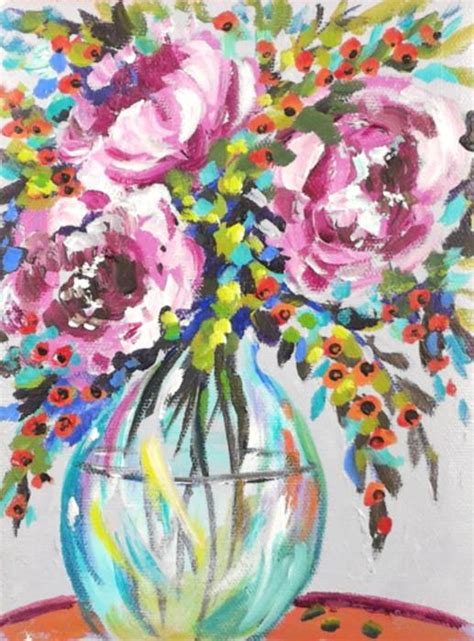 Flowers in vase painting abstract flowers floral paintings oil paintings painting still life happy art contemporary artwork mixed media canvas art club. Abstract Flowers in a Vase - Acrylic Painting Lessons for ...
