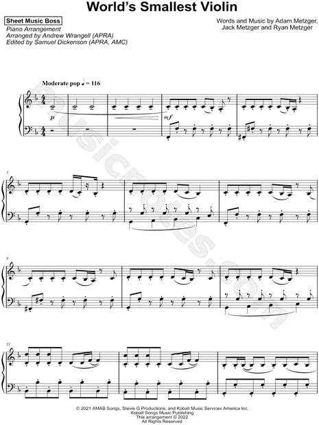 sheet music boss world s smallest violin sheet music piano solo in f major download