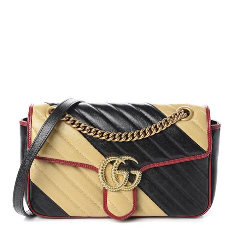 Gucci Vintage Effect Calfskin Matelasse Diagonal Striped Small Torchon