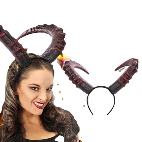 Spring Park Artificial Demon Horn Shaped Horns Costume Headband For Halloween Cosplay Costume