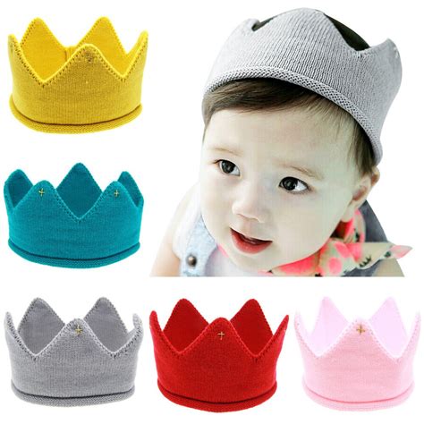 2018 New Cute Baby Hat Boys Girls Crown Knit Headband Hat For 6m 3y In