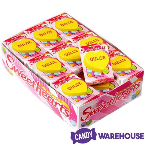 Necco Spanish Sweethearts Tiny Conversation Candy Hearts Packs Modern Flavors 36 Piece Box