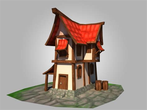 3d Model Low Poly House With Roof Vr Ar Low Poly Cgtrader