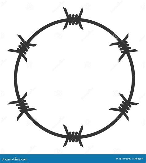 Vector Flat Barbed Wire Circle Icon Stock Vector Illustration Of Area