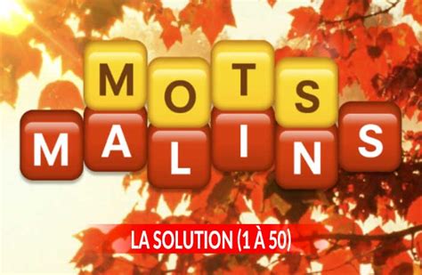 La solution des mots à deviner pour le jeu Mots Malins (guide du niveau