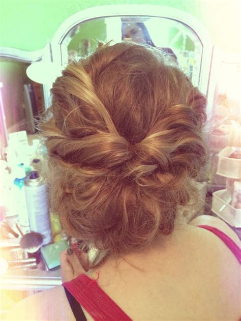 If you've got blonde curly hair, this look is destined. Updo Messy Bun perfect for prom, wedding, banquet, easy to ...