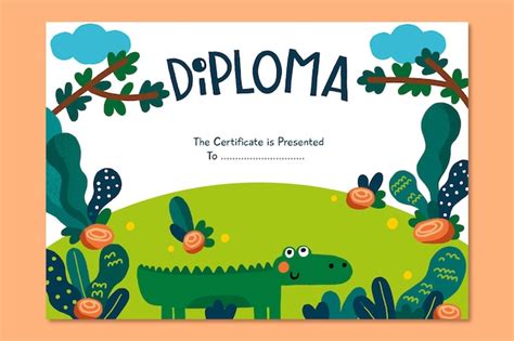 Diploma Template For Kids Free Vector