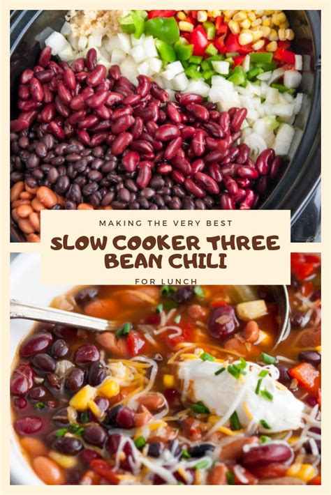 Healthy Recipe Slow Cooker Three Bean Chili For Lunch Three Bean