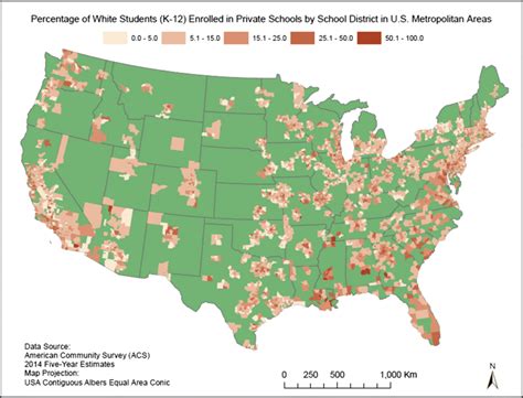 White Private School Enrollment In School Districts Across Us