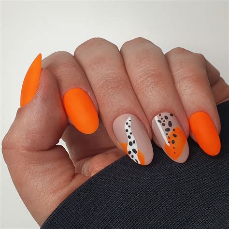Neon Orange Abstract Nails Orange Nail Art Nails Abstract Nail Art