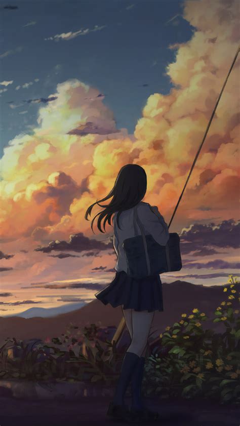 Anime Girl Traveling Alone Wallpaper