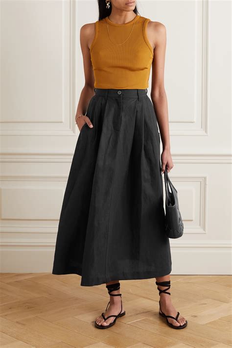 Mara Hoffman Net Sustain Tulay Pleated Lyocell And Organic Linen Blend Midi Skirt Net A Porter