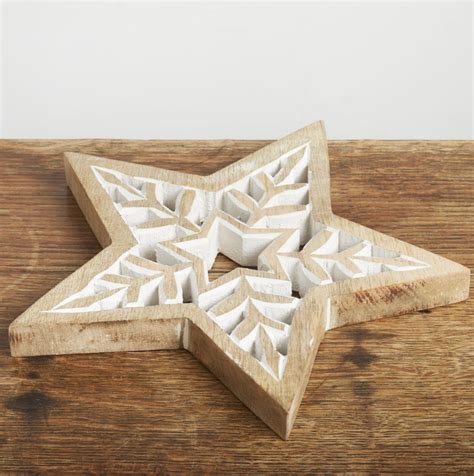 White Washed Star Trivet Traidcraft Natural Collection