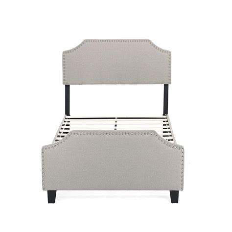 Mecor Upholstered Linen Platform Bed Curved Shape Headboard