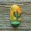 Desert Scene Abstract Cactus Painted RockDecorative Accent Stone 