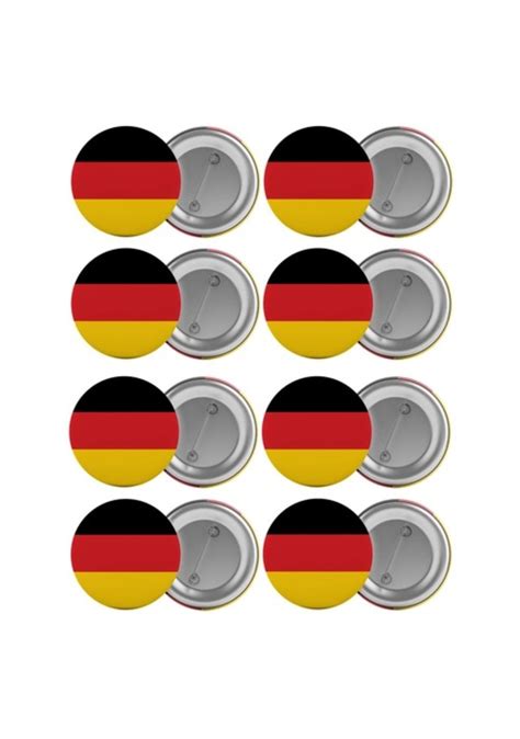 Almanya Bayrağı Çanta Rozeti Seti 8 Adet En Büyük Boy 5 8Cm Iğnel