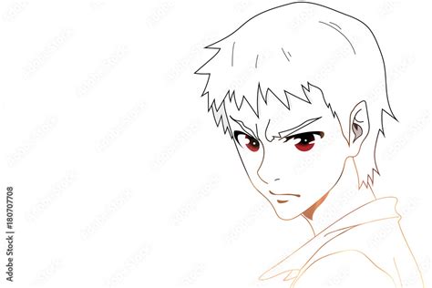 Anime Eyes Anime Face With Red Eyes On White Background For Cartoon