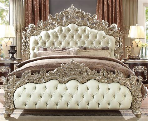 Homey Design Hd 5801 Luxury Ivory Antique Gold Tufted Headboard Bedroom