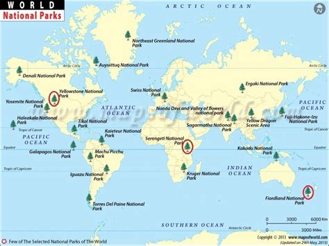 On The Outline Map Of The World Show The Following National Parks 1