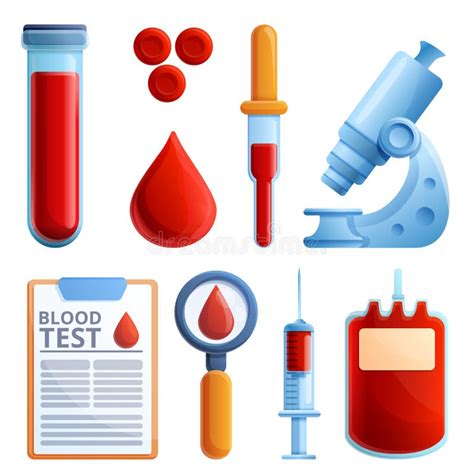 Blood Test Icons Set Cartoon Style Stock Vector Illustration Of